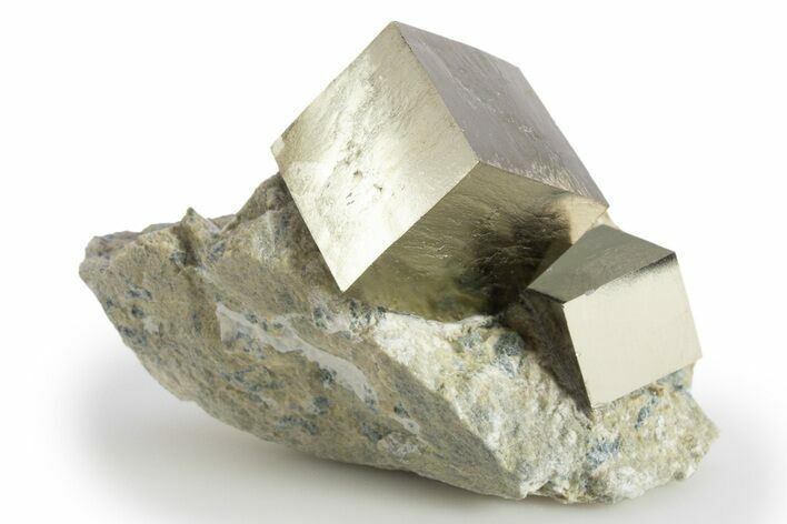 Two Natural Pyrite Cubes In Rock - Navajun, Spain #304029